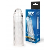 Прозрачная закрытая насадка на пенис с ребрышками - 16 см. - Sex Expert - во Владивостоке купить с доставкой
