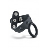 Черное эрекционное кольцо с подхватом мошонки на кнопках VS6 - Blush Novelties - во Владивостоке купить с доставкой