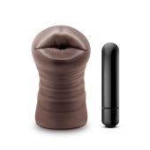 Коричневый мастурбатор-ротик Krystal Vibrating Masturbator - Blush Novelties - во Владивостоке купить с доставкой