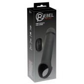 Черная вибронасадка для пениса с хомутом для мошонки и пультом ДУ Remote Controlled Penis Extension - Orion - во Владивостоке купить с доставкой