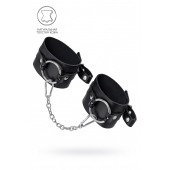 Черные оковы из толстой кожи с люверсами - Pecado - купить с доставкой во Владивостоке