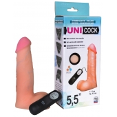 Фаллическая насадка Харнесс UNICOCK 5,5  с вибрацией - 17 см. - LOVETOY (А-Полимер) - купить с доставкой во Владивостоке