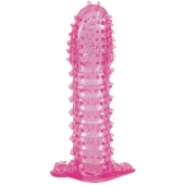 Гелевая розовая насадка с шипами - 12 см. - Toyfa Basic - во Владивостоке купить с доставкой