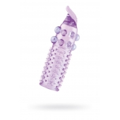 Гелевая фиолетовая насадка с шариками, шипами и усиком - 11 см. - Toyfa Basic - во Владивостоке купить с доставкой