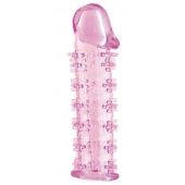 Гелевая розовая насадка на фаллос с шипами - 12 см. - Toyfa Basic - во Владивостоке купить с доставкой