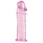 Гладкая розовая насадка с усиками под головкой - 12,5 см. - Toyfa Basic - во Владивостоке купить с доставкой