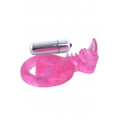 Розовая вибронасадка со стимулятор клитора   Язычок - Toyfa Basic - во Владивостоке купить с доставкой