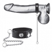 Утяжка на пенис с поводком Snap Cock Ring With 12  Leash - BlueLine - купить с доставкой во Владивостоке