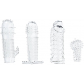 Набор из 4 насадок на член Pleasured Penis Enhancement Sleeve 4 Pack - XR Brands - во Владивостоке купить с доставкой