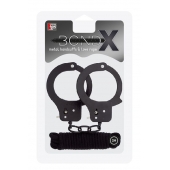 Чёрные наручники из листового металла в комплекте с веревкой BONDX METAL CUFFS LOVE ROPE SET - Dream Toys - купить с доставкой во Владивостоке
