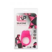 Розовое эрекционное кольцо с щеточкой LIT-UP SILICONE STIMU RING 5 - Dream Toys - во Владивостоке купить с доставкой