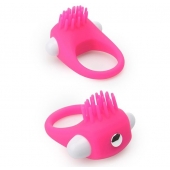 Розовое эрекционное кольцо с щеточкой LIT-UP SILICONE STIMU RING 5 - Dream Toys - во Владивостоке купить с доставкой