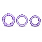 Набор из 3 фиолетовых эрекционных колец Stay Hard Beaded Cockrings - Blush Novelties - во Владивостоке купить с доставкой