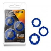 Набор из 3 синих эрекционных колец Stay Hard Beaded Cockrings - Blush Novelties - во Владивостоке купить с доставкой