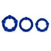 Набор из 3 синих эрекционных колец Stay Hard Beaded Cockrings - Blush Novelties - во Владивостоке купить с доставкой
