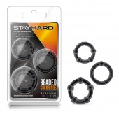 Набор из 3 чёрных эрекционных колец Stay Hard Beaded Cockrings - Blush Novelties - во Владивостоке купить с доставкой