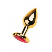 Золотистая анальная пробка с кристаллом-сердцем - 7,5 см. - ToyFa - купить с доставкой во Владивостоке