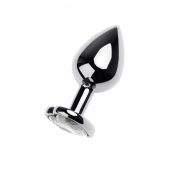 Серебристая анальная пробка с прозрачным кристаллом-сердцем - 8 см. - ToyFa - купить с доставкой во Владивостоке