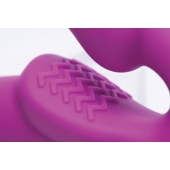 Ярко-розовый безремневой вибрострапон Evoke Vibrating Strapless Silicone Strap-on Dildo - XR Brands - купить с доставкой во Владивостоке
