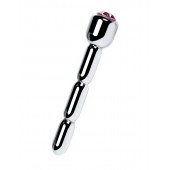 Серебристый уретральный плаг со стразом - 7 см. - ToyFa - купить с доставкой во Владивостоке