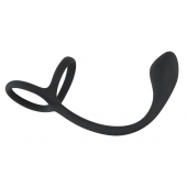 Эрекционное кольцо с утяжкой на мошонку и анальным плаг Black Velvets - Orion - во Владивостоке купить с доставкой