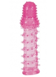 Розовая насадка с нежными шипами - 13,5 см. - Toyfa Basic - во Владивостоке купить с доставкой