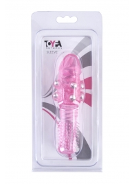 Стимулирующая розовая насадка с шишечками и шипами - 13,5 см. - Toyfa Basic - во Владивостоке купить с доставкой