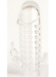 Гелевая прозрачная насадка с 2 отростками - 13 см. - Toyfa Basic - во Владивостоке купить с доставкой