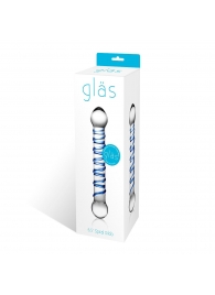 Прозрачный фаллос с голубой спиралью Spiral Dildo - 17 см. - Glas