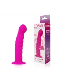 Розовый фаллоимитатор с ребристой поверхностью Cosmo - 14 см. - Bior toys