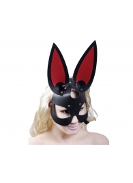 Черно-красная кожаная маска с длинными ушками - Sitabella - купить с доставкой во Владивостоке