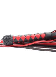 Черно-красная плеть с плетеной ромбовидной ручкой - 58 см. - БДСМ Арсенал - купить с доставкой во Владивостоке
