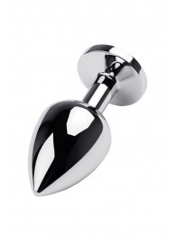 Серебристая коническая анальная пробка с красным кристаллом - 8 см. - ToyFa - купить с доставкой во Владивостоке