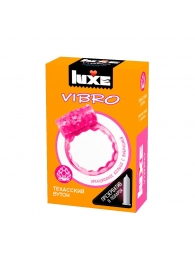 Розовое эрекционное виброкольцо LUXE VIBRO  Техасский бутон  + презерватив - Luxe - во Владивостоке купить с доставкой