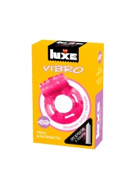 Розовое эрекционное виброкольцо Luxe VIBRO  Ужас Альпиниста  + презерватив - Luxe - во Владивостоке купить с доставкой