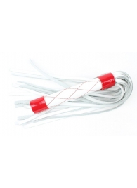 Бело-красная плеть средней длины с ручкой - 44 см. - БДСМ Арсенал - купить с доставкой во Владивостоке