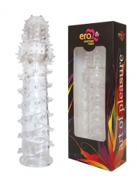 Закрытая прозрачная рельефная насадка с шипиками Crystal sleeve - 13,5 см. - Erowoman-Eroman - во Владивостоке купить с доставкой