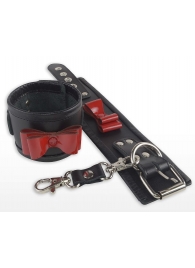 Черные наручники с красными лаковыми бантами - Sitabella - купить с доставкой во Владивостоке