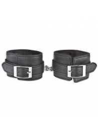 Черные фиксаторы для ног на цепи с мехом внутри - Lux Fetish - купить с доставкой во Владивостоке