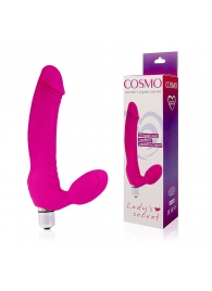 Розовый силиконовый безремневой страпон с вибрацией - Cosmo - купить с доставкой во Владивостоке