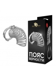 Серебристый мужской пояс верности в виде колечек с замочком - Джага-Джага - купить с доставкой во Владивостоке
