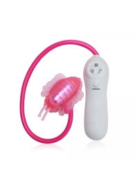Розовая клиторальная помпа-бабочка с 7 функциями вибрации - Erotic Fantasy
