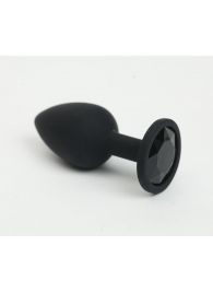Черная анальная пробка с черным стразом - 7,6 см. - 4sexdreaM - купить с доставкой во Владивостоке