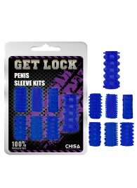Набор из 7 синих насадок на пенис Get Lock - Chisa - во Владивостоке купить с доставкой