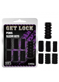 Набор из 7 черных насадок на пенис Get Lock - Chisa - во Владивостоке купить с доставкой