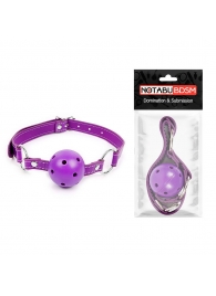Фиолетовый кляп-шарик на регулируемом ремешке с кольцами - Notabu - купить с доставкой во Владивостоке