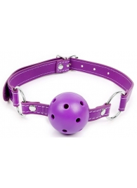 Фиолетовый кляп-шарик на регулируемом ремешке с кольцами - Notabu - купить с доставкой во Владивостоке