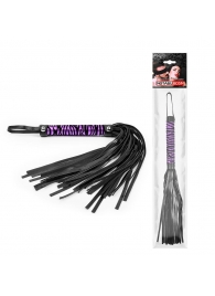 Черная многохвостовая плеть с круглой фиолетовой ручкой-зеброй - 39 см. - Notabu - купить с доставкой во Владивостоке