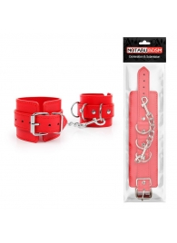 Красные наручники на регулируемых ремешках с цепочкой - Notabu - купить с доставкой во Владивостоке