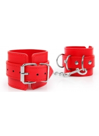 Красные наручники на регулируемых ремешках с цепочкой - Notabu - купить с доставкой во Владивостоке